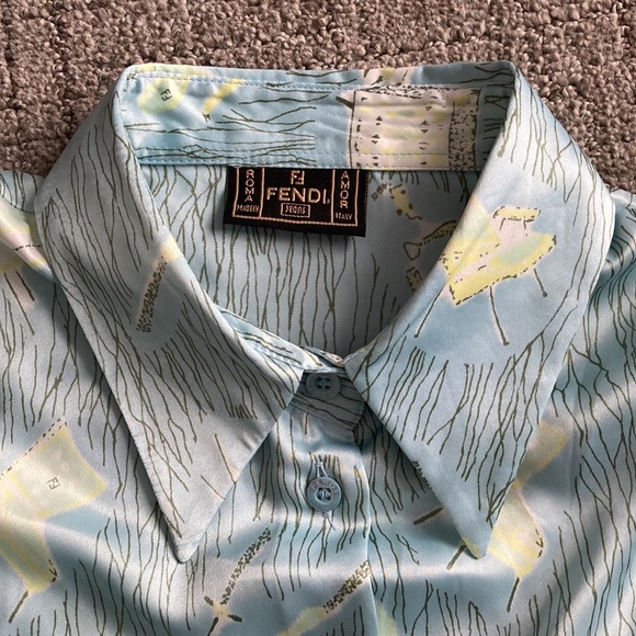 Vintage Fendi Jeans Roma Button Down Blue - Picture 10 of 11